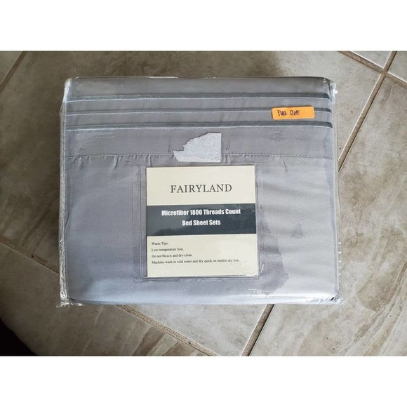 Fairyland Microfiber 1800 Thread Count Bedsheet Set - Full Gray - Picture 1 of 2